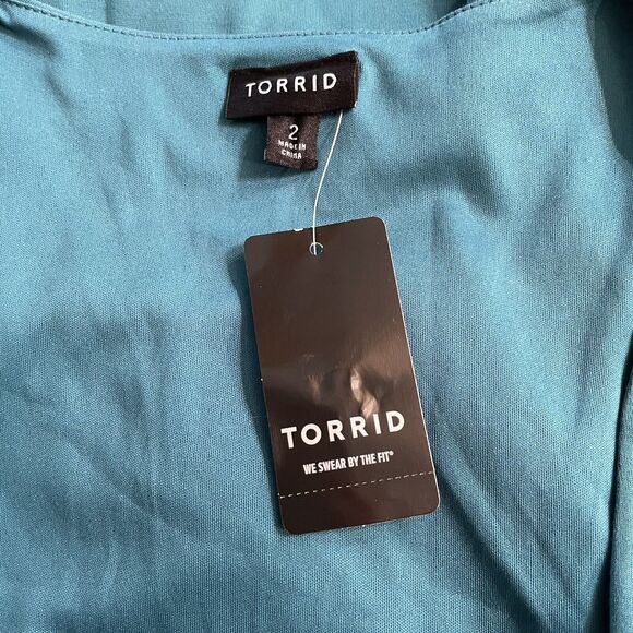 Torrid 2 Teal Fit and Flare Dress Rayon Blend Womens Sz‎ 2 NWT - Picture 10 of 13